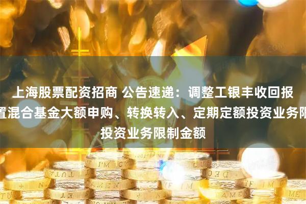上海股票配资招商 公告速递：调整工银丰收回报灵活配置混合基金大额申购、转换转入、定期定额投资业务限制金额